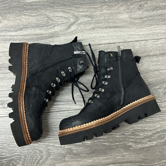 Montelliana Black Leather Lace Up Boots Size 8.5 - Picture 6 of 11